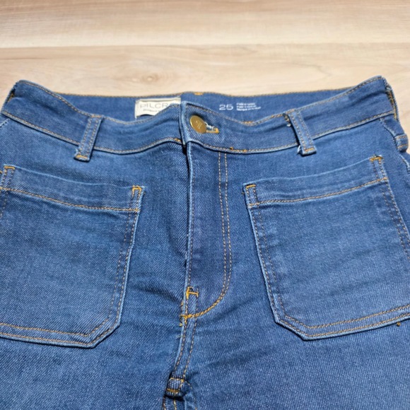 Pilcro Flare Jeans Womens 25 Blue Patch Pocket Stretch Denim Anthropologie - Picture 9 of 13
